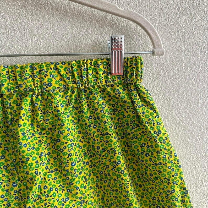 handmade funky green yellow micro floral print lounge shorts image 2