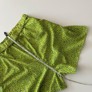 handmade funky green yellow micro floral print lounge shorts image 7