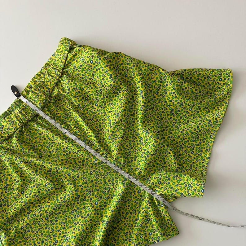 handmade funky green yellow micro floral print lounge shorts image 7