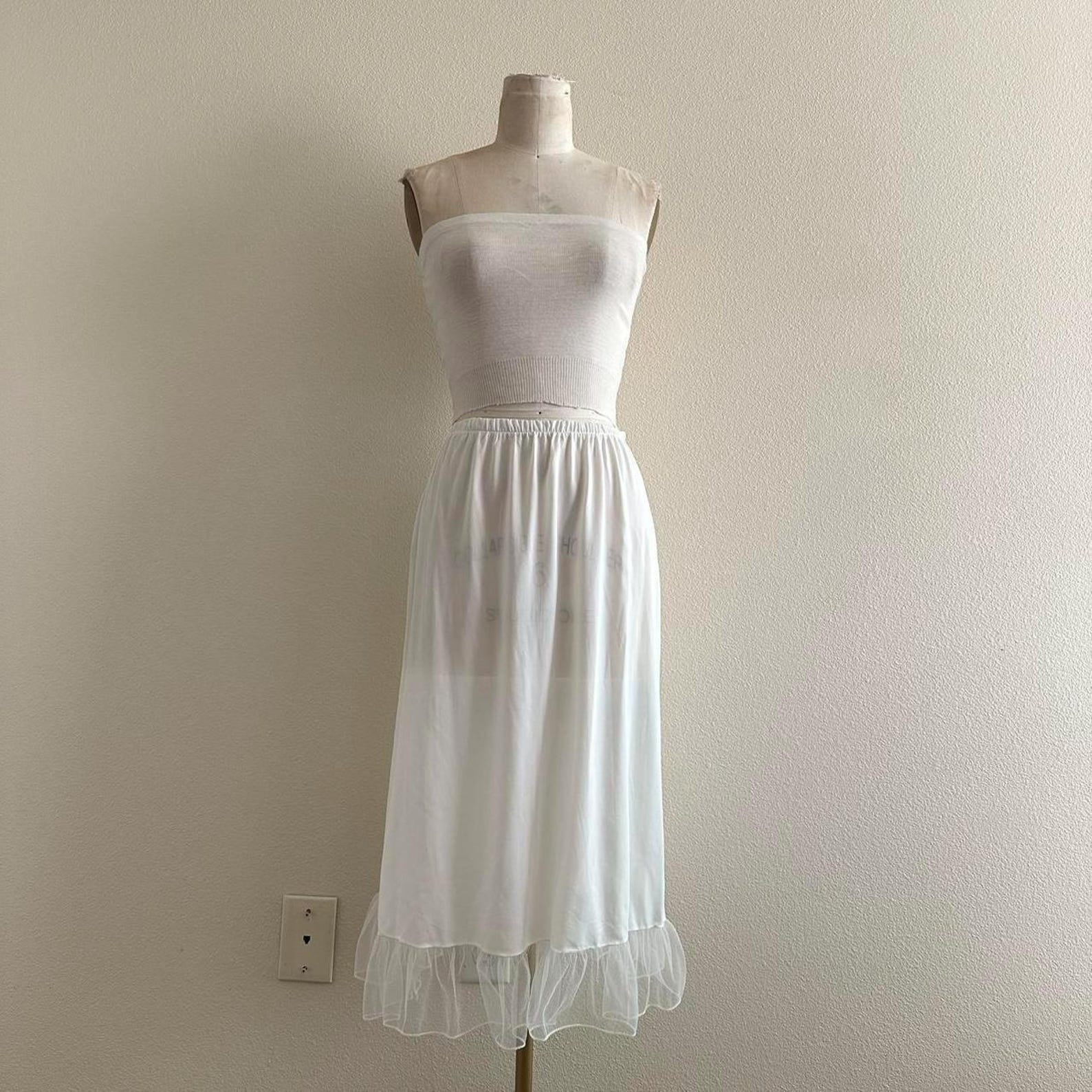 Handmade White Sheer Nylon Satin Slip Midi Skirt Etsy — free download