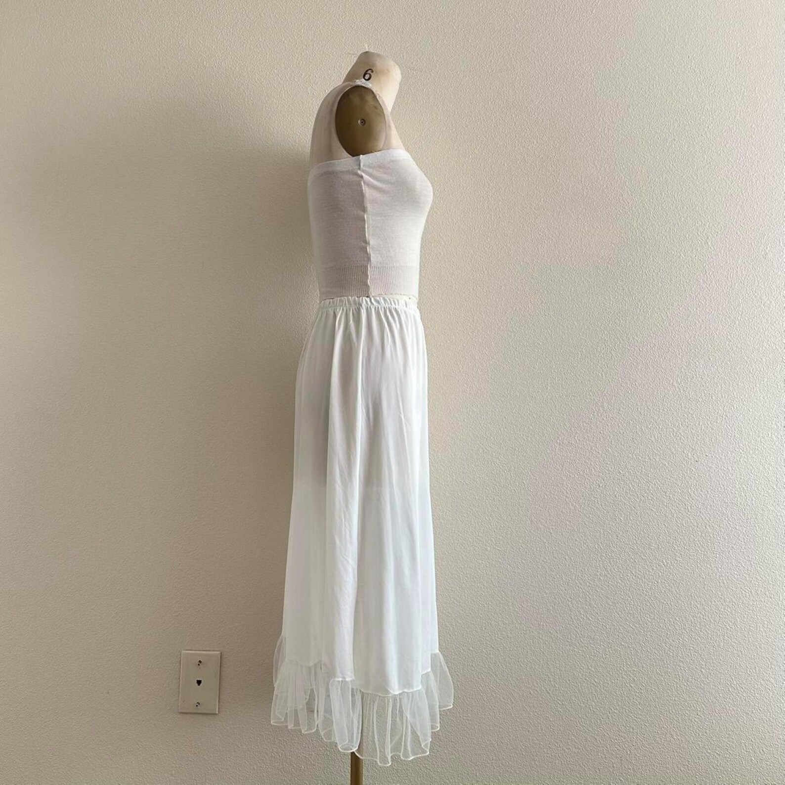 Handmade White Sheer Nylon Satin Slip Midi Skirt Etsy — free download