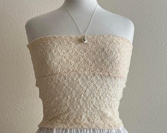 Handmade beige lace bandeau