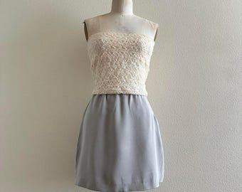 handmade gray silk blend mini skirt
