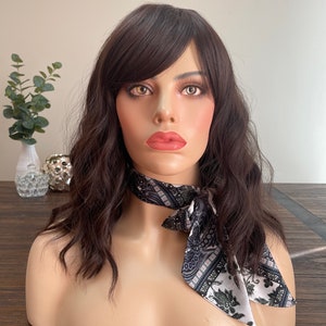 16&quot; Dark Brown Wavy Wigs| Natural Synthetic Wig | Quality Wig | Daily Wear Wig | Women Wig