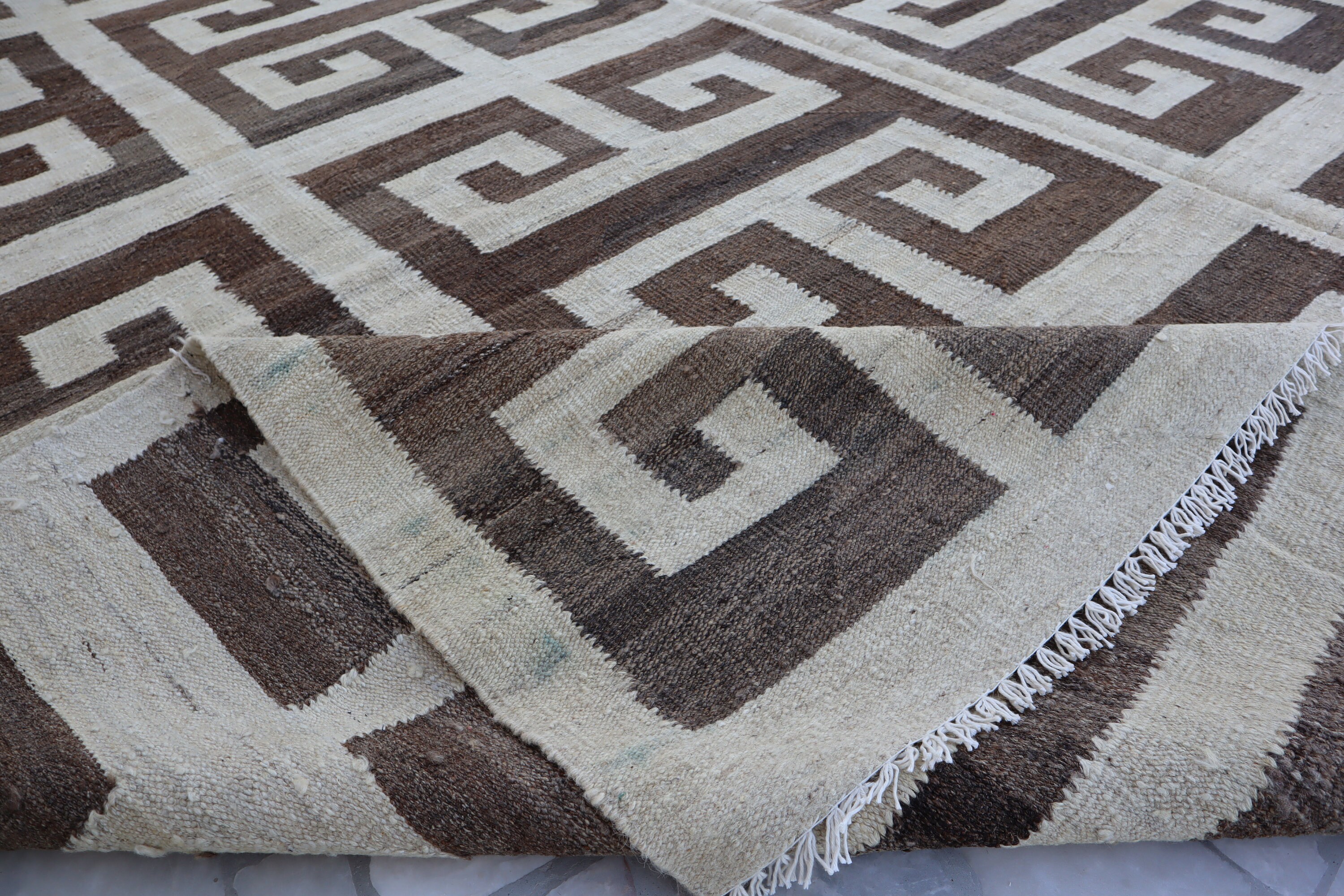 13x9 Ft Turkmen Kilim Rug/ Flatweave Modern Gabbeh Rug/ Afghan Handmade