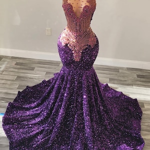 Classy purple Mermaid dress, Sleeveless dress,Long Reception dress,Prom dress,Black girl dress,Wedding dress,Beautiful bodice,Free Shipping