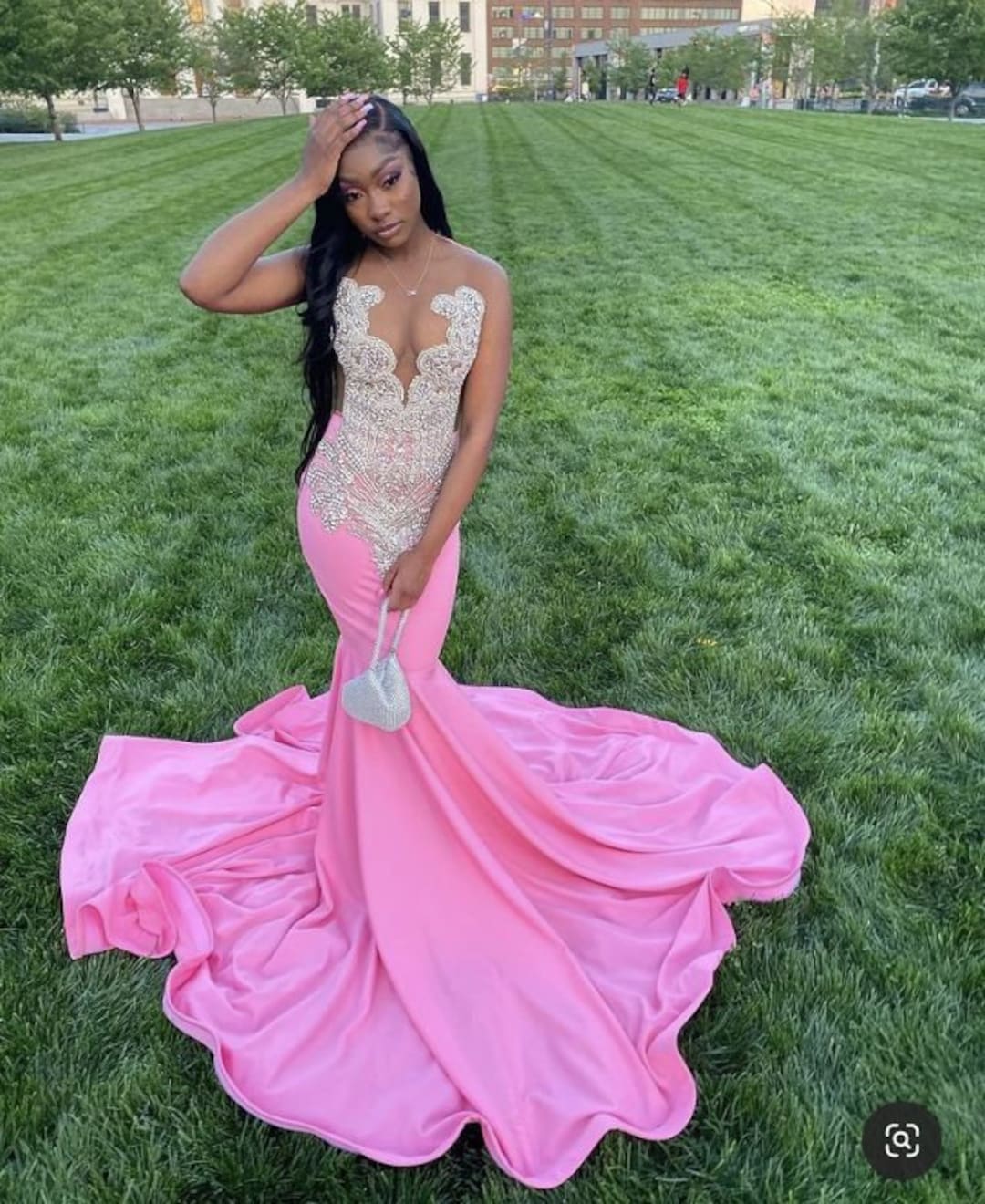 Pink Embellished Long Prom Dress, Mermaid Dress,long Reception Dress ...