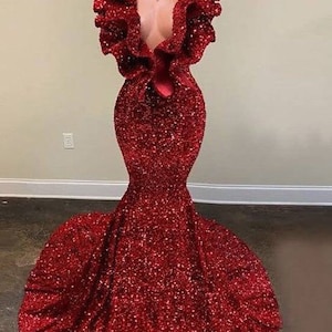 Unique Red mermaid dress, sleeveless prom dress,rumpled neck line,wedding long dress,reception dress, African women outfit,Free shipping