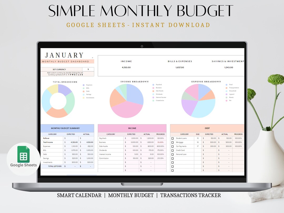 Budget Planner Google Sheets Monthly Budget Spreadsheet Excel Weekly ...