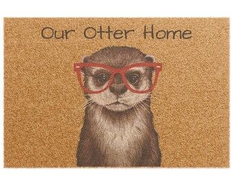 Otter Home Doormat. Beach House Custom Doormat. Cute Doormat From The Beach. Otter Gifts. Original Art Gifts. Housewarming Gift.
