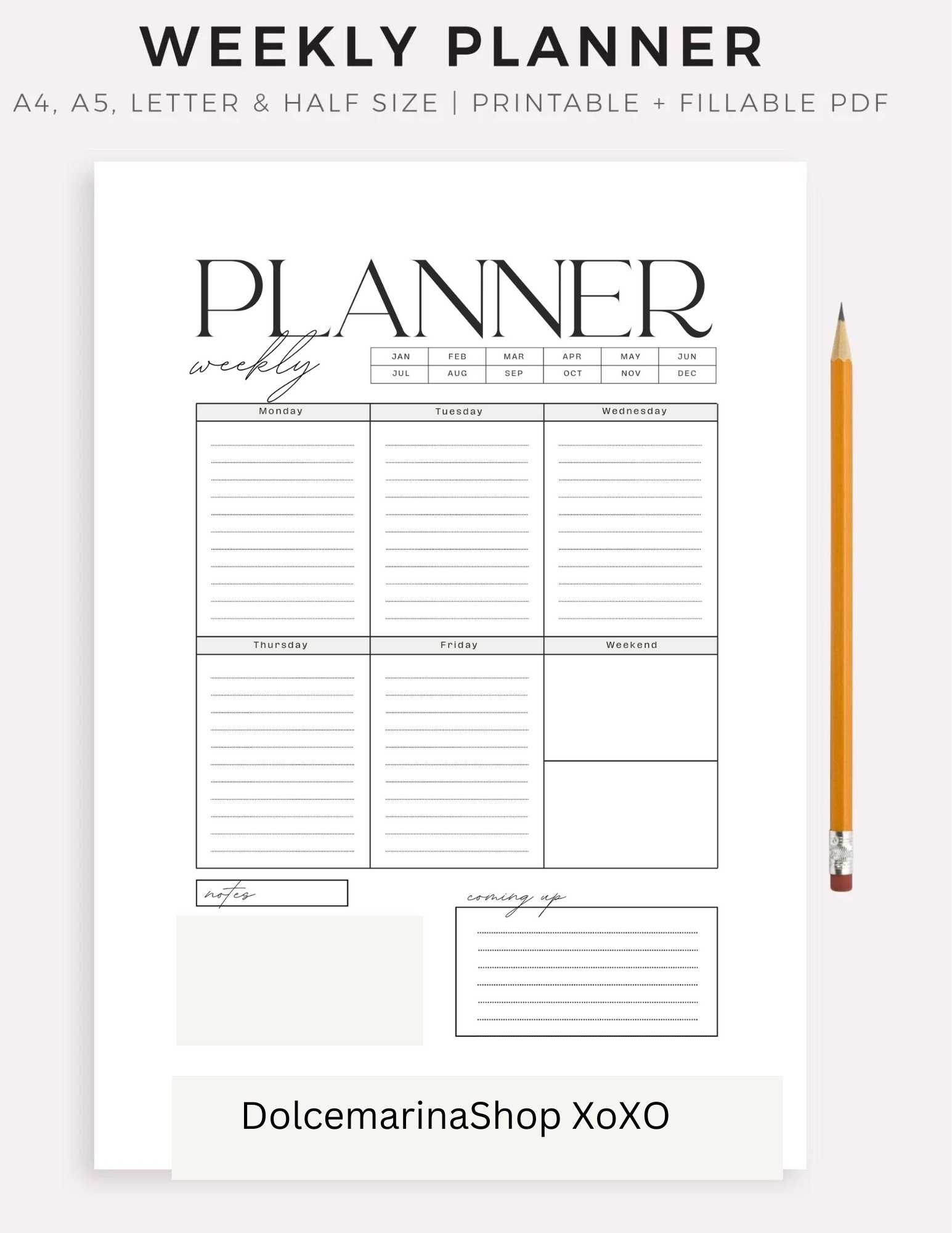 Weekly Planner Printable to Do List Minimal Weekly - Etsy