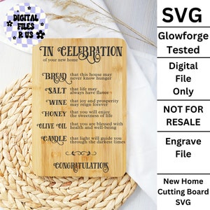 Neues Zuhause SVG | Schneidebrett SVG | Zur Feier des neuen Zuhauses | Laser Datei | Glowforge Getestet