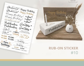 10# Zum Geburtstag rub on Sticker Pustekuchen - Dekoration auf Raysin, Keraflott, Holz, Glas