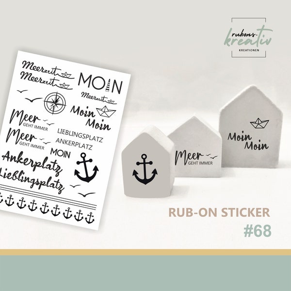 68# Rub Ons Maritim sticker - randlose Rub ons Sticker A5 Aufkleber für Dekoration auf Raysin, Keraflott, Holz, Glas