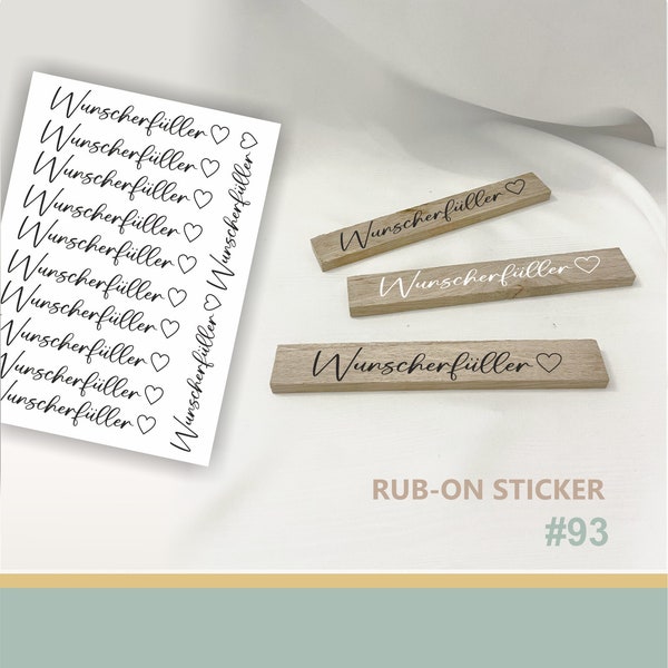 93# rub on wunscherfüller -  randlose Sticker A5 Aufkleber für Dekoration auf Raysin, Keraflott, Holz, Glas