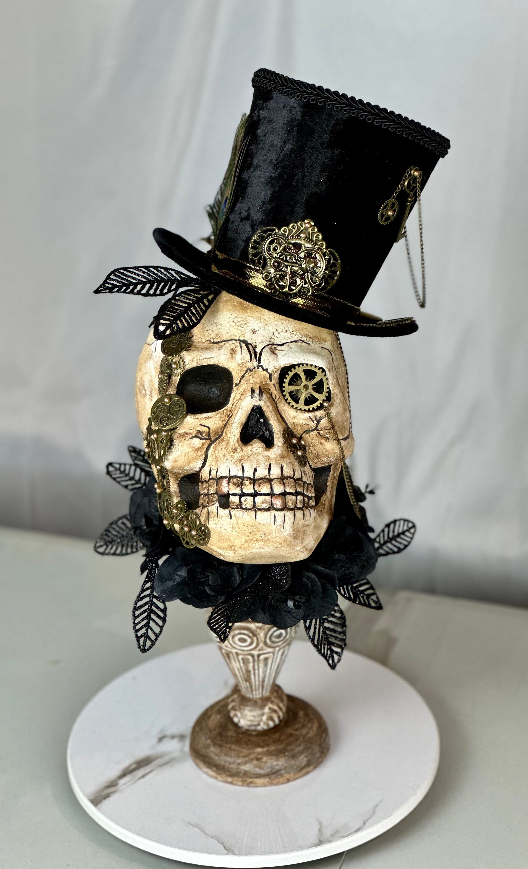 Handcrafted Steampunk Skull Centerpiece With Velvet Top Hat - Etsy, image size:1822x3000