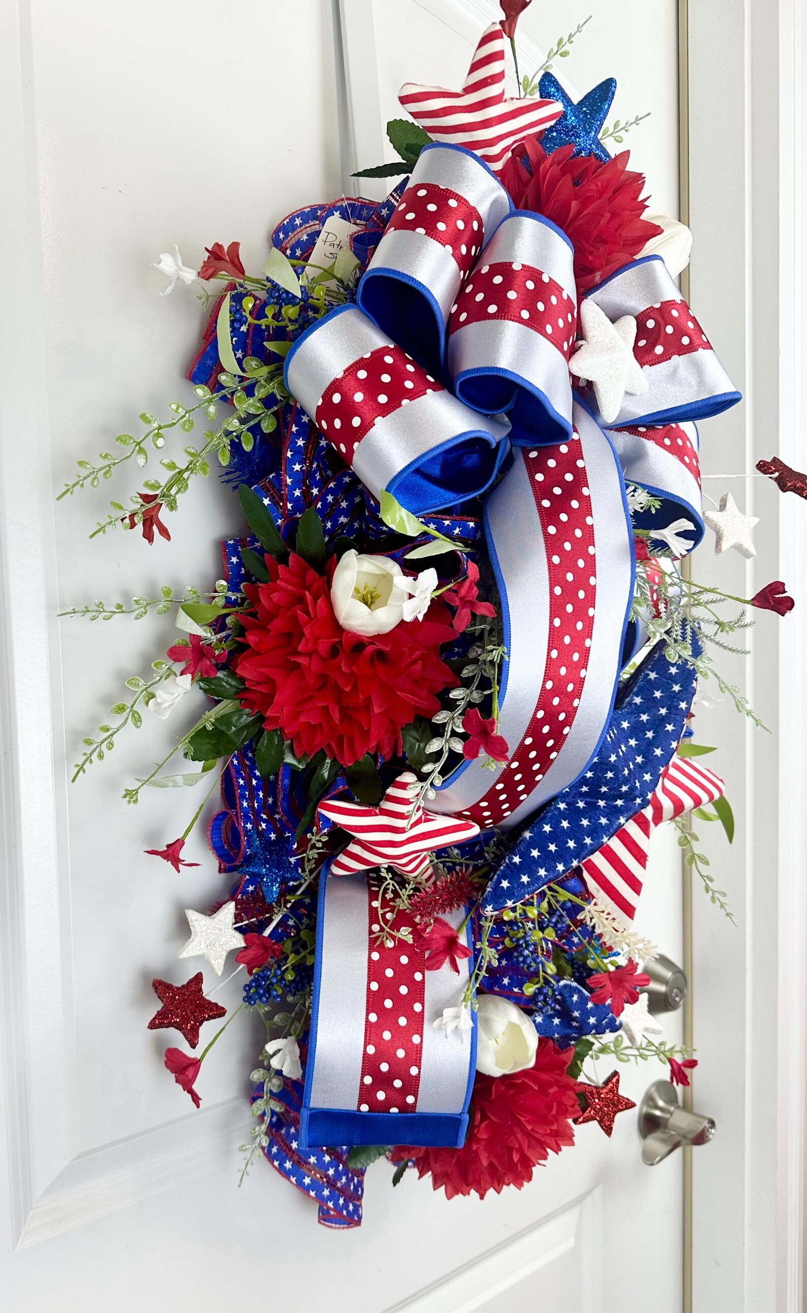 Patriotic Star Wreath Swag: Red, White & Blue 4th of July Door Decor - Etsy