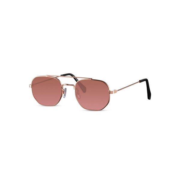 Rose Gold Aviator Sunglasses and Pink Lens | UV Protection Lens | Men Aviator and Women Aviator Sunglasses | Retro, Vintage and Polarized