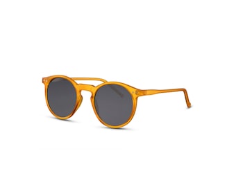 Orange Round Sunglasses | UV Protection | Retro Circle Frames | Men's, Women's Shades | Vintage, Trendy, Polarized, Affordable Shades