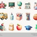Back to School Watercolor Clipart Set, Cute School Supplies Digital ...