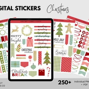 Christmas digital stickers, Planner stickers, journal digital stickers