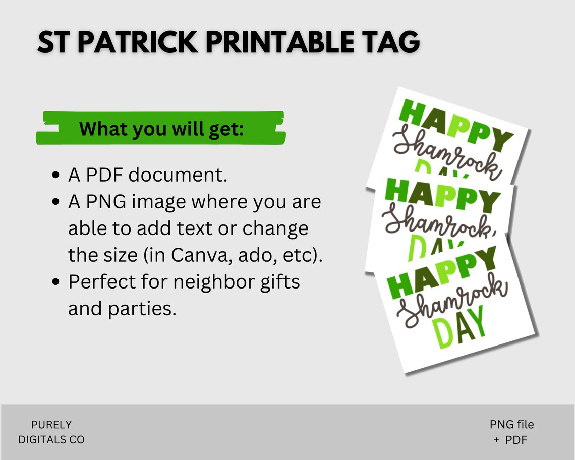 St Patricks Printable, Gift Tag, Printable Tags, St Patrick's Day Gift ...