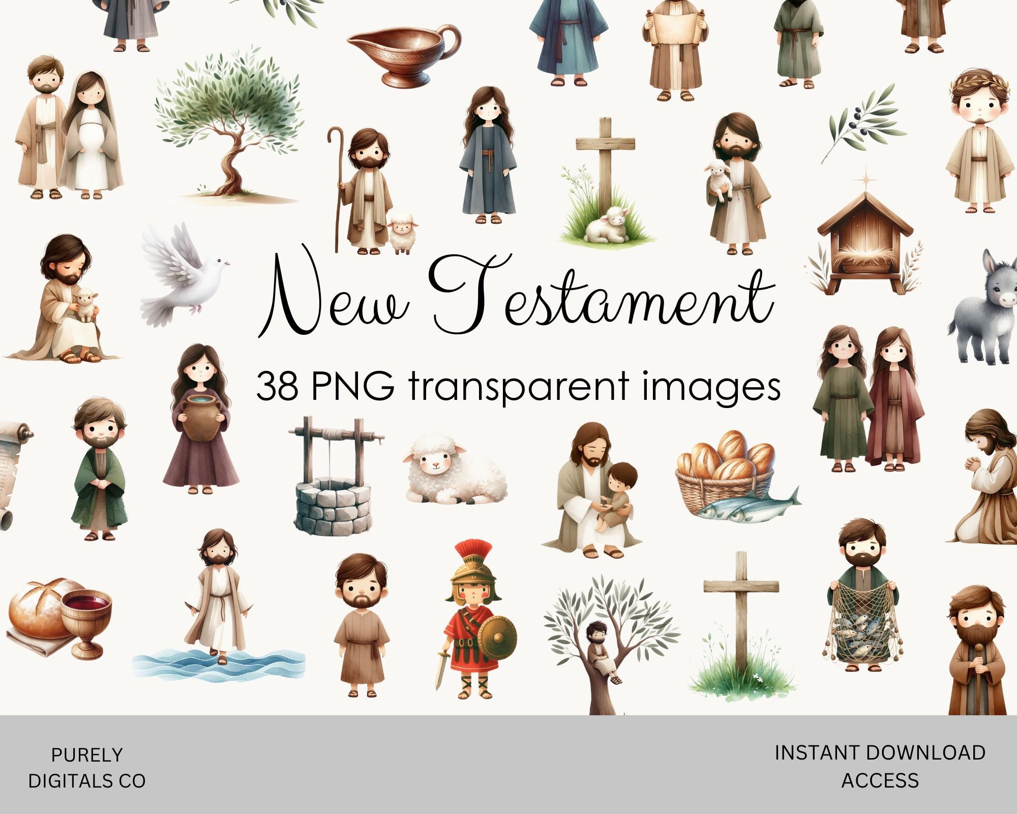 Bible Clipart Bundle, Christian Png Images, Watercolor Clipart ...