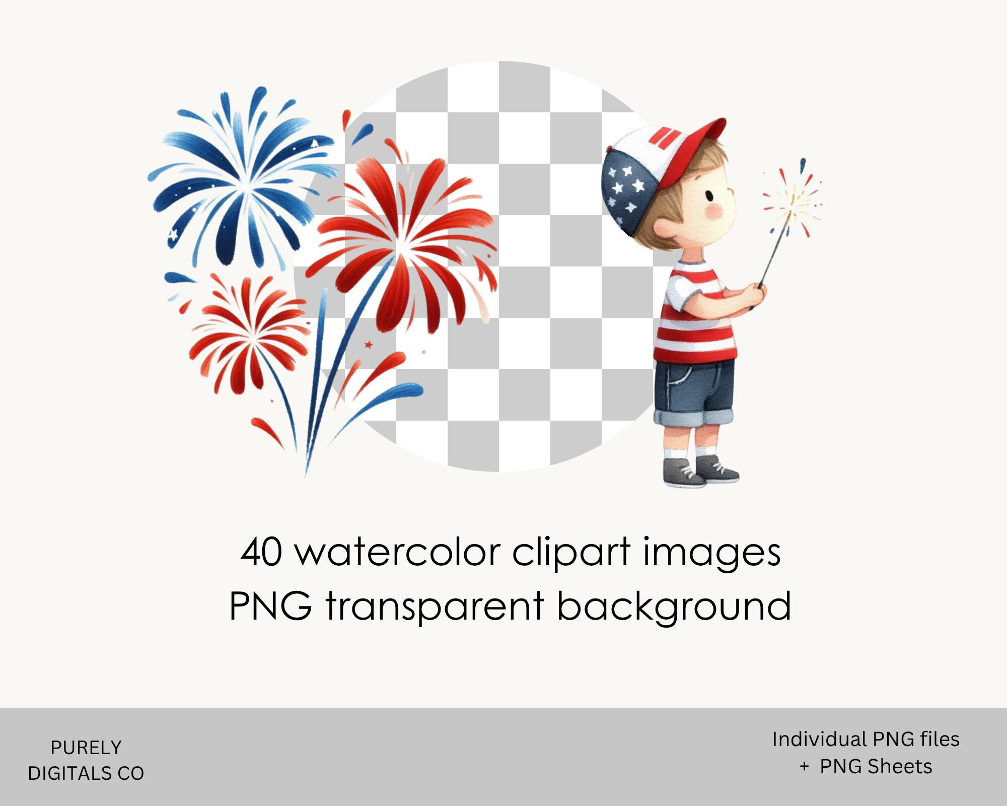 4th of July Clipart, Patriotic Watercolor Png Images, Independence Day ...