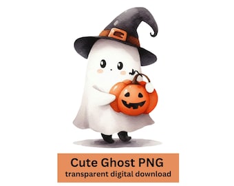 Cute ghost png image, Halloween ghost clipart, ghost with pumpkin decal png, sticker png, ghost graphic png digital file, shirt mod trendy