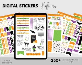 Halloween digital stickers, Planner stickers, journal stickers