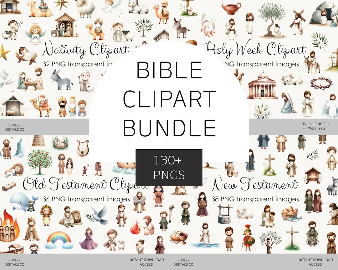 Bible Clipart Bundle, Christian Png Images, Watercolor Clipart ...