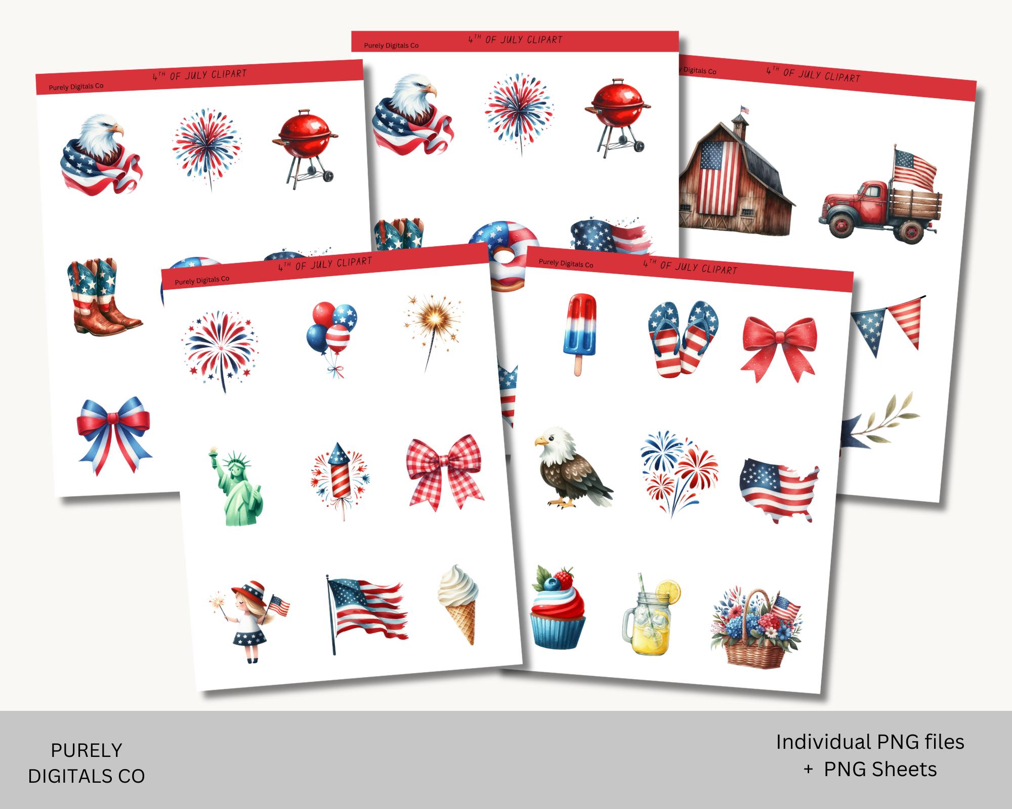 4th of July Clipart, Patriotic Watercolor Png Images, Independence Day ...
