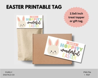 Happy Easter tags, Printable Easter tags, Easter printables, Easter basket gift tag, treat bag topper