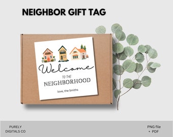 Welcome to the neighborhood gift tag, new home printable card, editable new neighbor tag, housewarming card