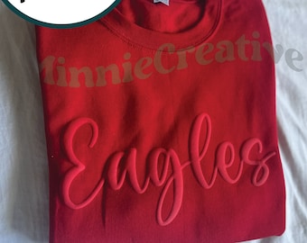 Sudadera personalizada con nombre de equipo, sudadera de mascota, estampado de hojaldre, estampado en relieve, regalo para mamá, vinilo de hojaldre 3D, sudadera de espíritu escolar