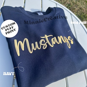 Custom Puff Print Team Name Sweatshirt, Custom school mascot Sweatshirt, Embossed Mascot Sweatshirt, custom football team custom christma