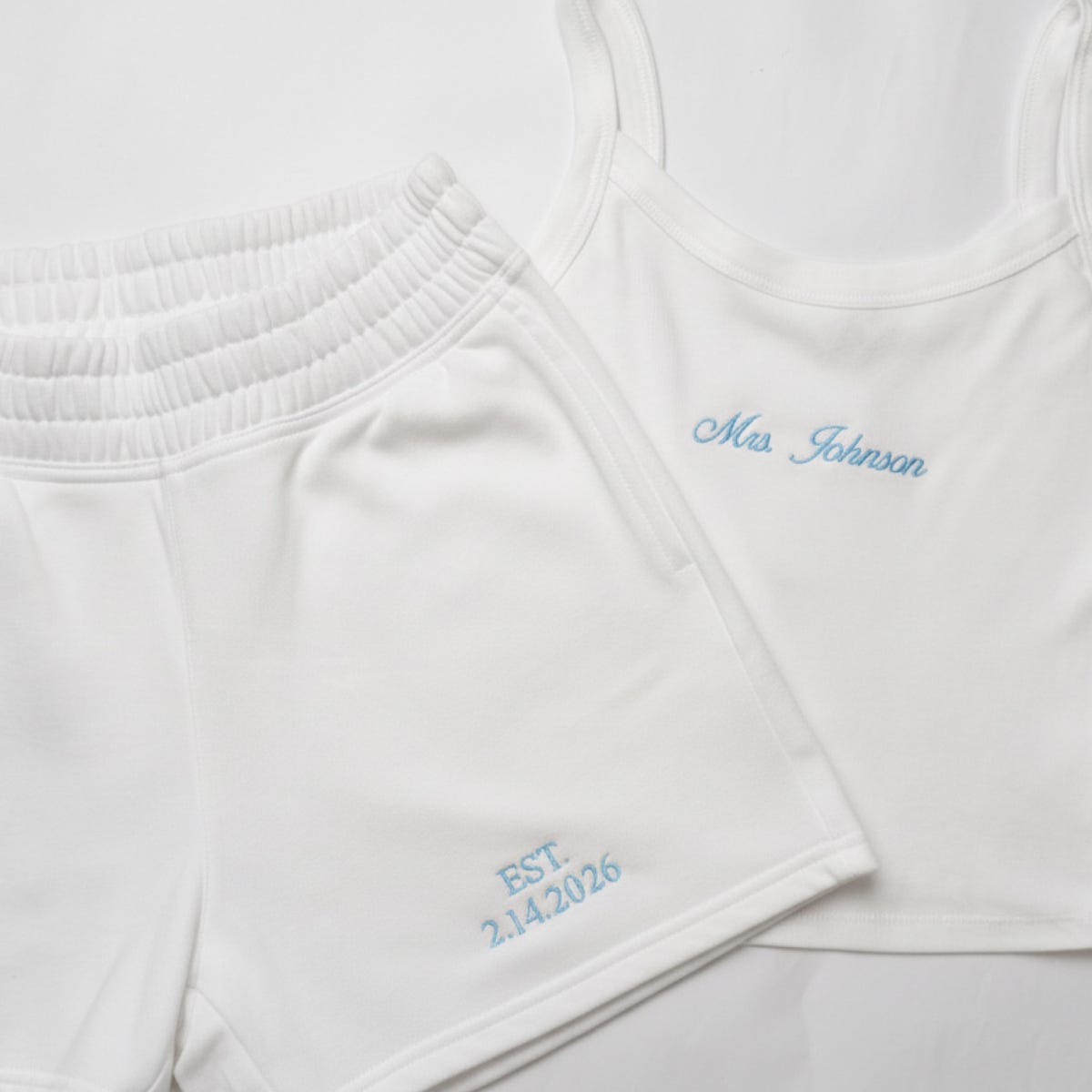 Mrs. Pajama Set, Mrs Tank & Short, Bridal Pjs, Bride Pajamas, Mrs. Set, Bridal Shower Outfit, Engagement Gift for Her, Embroidered