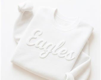 Benutzerdefinierte Puff Print Team Name T-Shirt, personalisierte Puff Schrift für Unternehmen, geprägtes Maskottchen Shirt, Metallic Puff Druck, Puff Schulsport