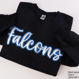 Custom Puff and Glitter Team Name Sweater, Glitter Team Name Sweater, Embossed School Mascot Sweatshirt, School Spirit Shirt, Football Mom