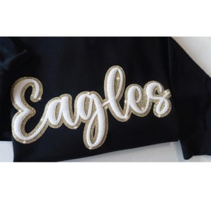 Custom Puff and Glitter Team Name Sweater, Glitter Team Name Sweater, Embossed School Mascot Sweatshirt, School Spirit Shirt, Football Mom image 2