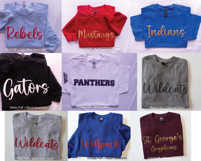 Custom Puff and Glitter Team Name Sweater, Glitter Team Name Sweater, Embossed School Mascot Sweatshirt, School Spirit Shirt, Football Mom image 5
