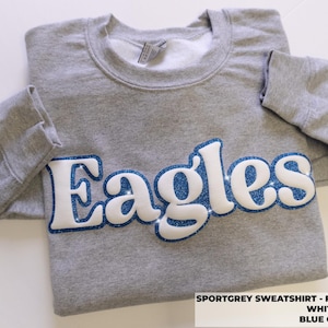 Custom Puff and Glitter Team Name Sweater, Glitter Team Name Sweater, Embossed School Mascot Sweatshirt, School Spirit Shirt, Football Mom