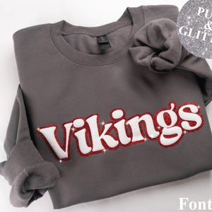 Custom Puff and Glitter Team Name Sweater, Glitter Team Name Sweater, Embossed School Mascot Sweatshirt, School Spirit Shirt, Football Mom