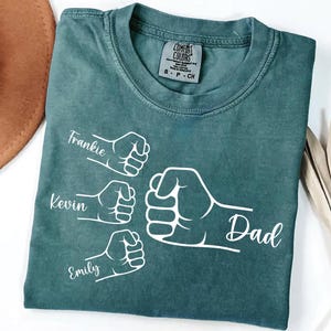 Custom Fist Bump Dad Shirt, Dad Shirt With Kids Names, Father&#39;s Day Gift, New Dad Shirt, New Dad Gift, Personalized Grandpa Shirt