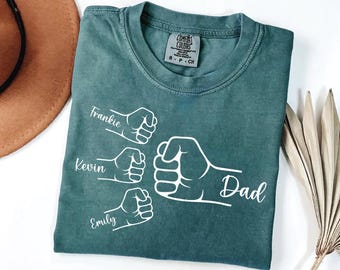 Custom Fist Bump Dad Shirt, Dad Shirt With Kids Names, Father's Day Gift, New Dad Shirt, New Dad Gift, Personalized Grandpa Shirt