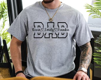 Camiseta personalizada para papá con nombres de niños, camiseta para papá, camiseta personalizada para papá, camiseta del Día del Padre, camiseta para papá primerizo, camiseta para papá, camiseta para papá como regalo de cumpleaños