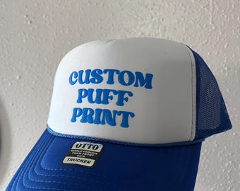 Anpassad pufftryckt hatt, Anpassad skumhatt, Anpassad truckerkeps i nät, Hatt med hög krona, Skumtruckerkeps, Metallisk puffhatt, 3D-pufftryckt hatt