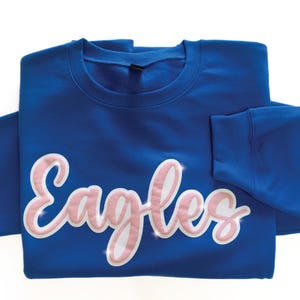 Custom Puff and Glitter Team Name Sweater, Glitter Team Name Sweater, Embossed School Mascot Sweatshirt, School Spirit Shirt, Cheer Mom