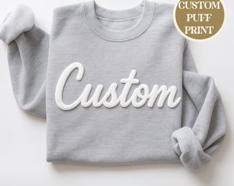 Moletom com logotipo personalizado | Gola redonda com estampa 3D | Logotipo personalizado em relevo | Vestuário de marca empresarial