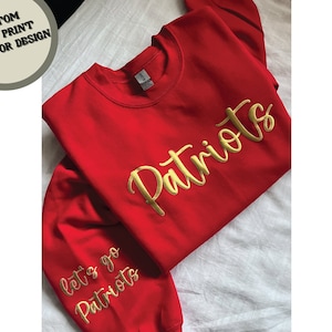 Moletom com nome de equipe personalizado, moletom de mascote, estampa de sopro, estampa em relevo, presente para mamãe, ideia de presente de Natal, moletom com espírito escolar